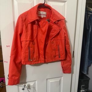 Dollhouse Cropped Moto Jacket Coral/Red Size Small Y2K